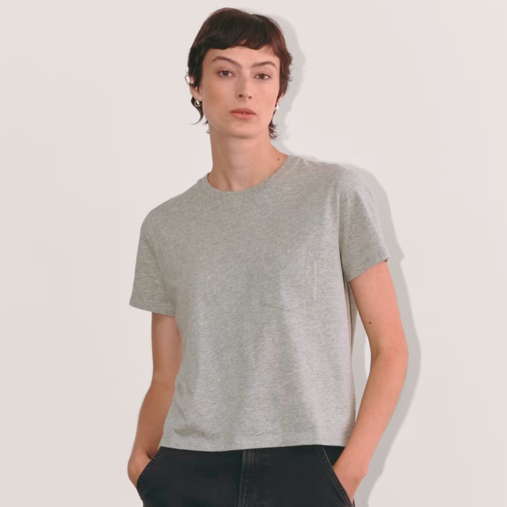 Everlane’s The Box Cut Tee, size small, gray